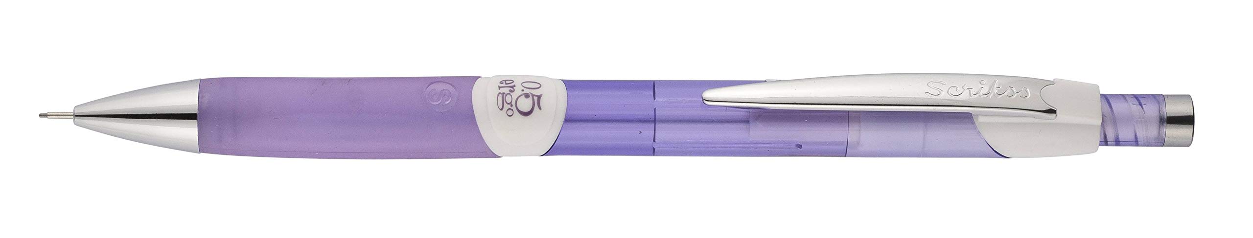 Portamine Scrikss con gomma da cancellare integrata, ricaricabile, 0,5 mm, in modello melanzana neon, Ergo