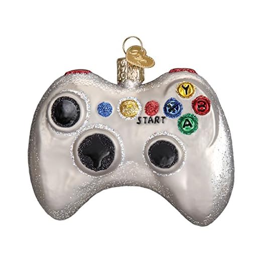 Old World Christmas Ornaments: Video Game Controller Glass Blown Ornaments for Christmas Tree (44094), Glitter Multi
