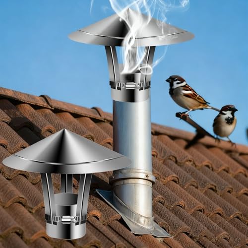 Sombrerete chimenea 150mm 180mm 120mm 100mm de Acero Inoxidable, Tapa de lluvia para chimenea de techo, Cubierta para Tubo para Estufa, Sombrero de ventilación(80 mm/3.15 in)