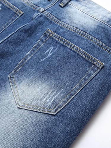 Mens Jeans Slim Fit Stretchy Straight Leg Trendy Summer Light Wash Skinny Ripped Jeans3