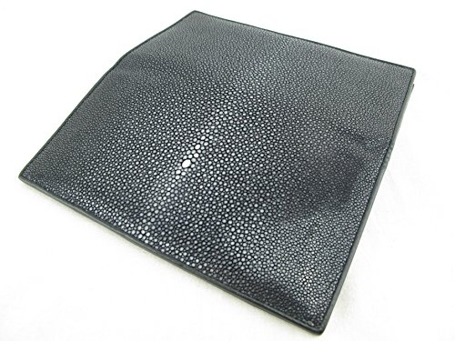 Genuine Polished Stingray Skin Checkbook Wallet Clutch Purse Black2