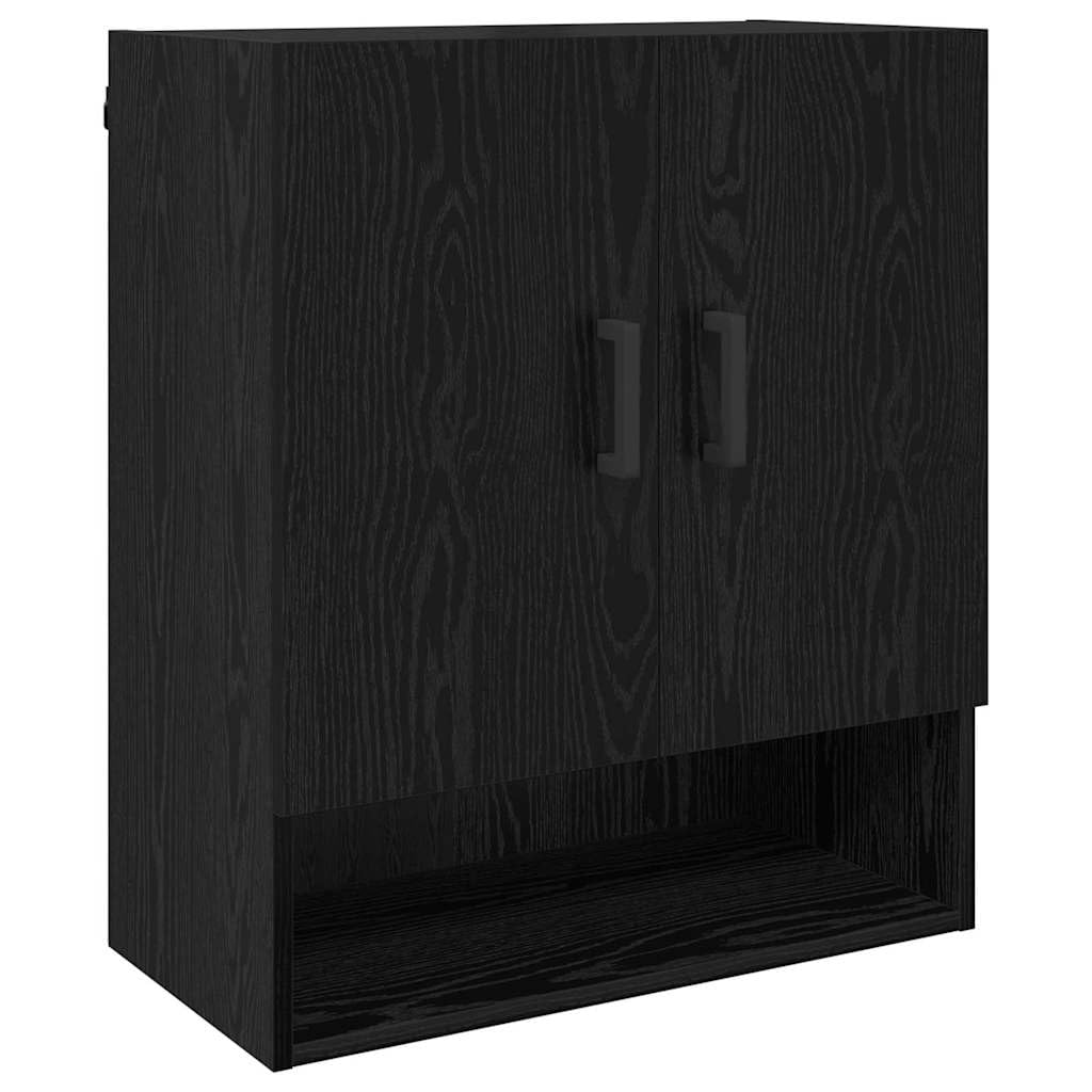 Szafka ścienna dębowa czarna 60 x 31 x 70 cm drewno wielowarstwowe