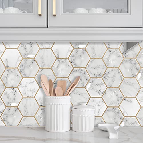 Stickers de azulejo de mármol y oro para paredes con estilo 8