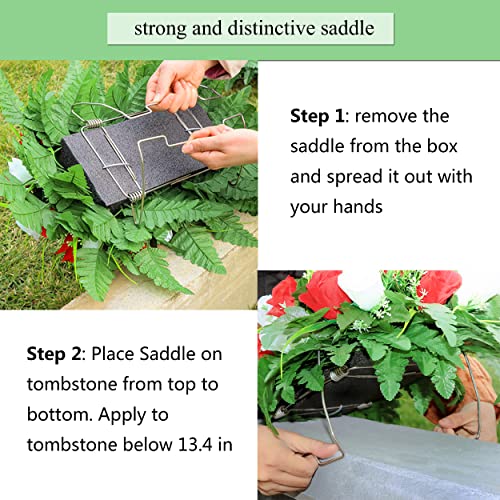 LVXINLI Artificial Cemetery Flower-Outdoor Grave Saddle Headstone Decorations,Red and White Rose Memorial Day Flowers for gravesite (Red and White)… image 4