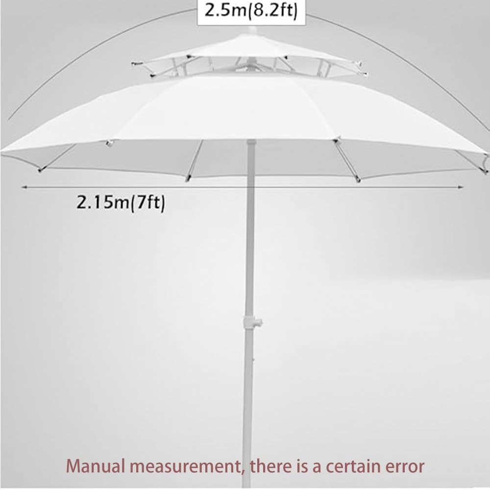 Osłona przeciwsłoneczna Duży zewnętrzny parasol tarasowy 250 cm z podwójnym blatem okrągły 8 żeber przenośny do ogrodu, na basen, taras, stół plażowy (zielony), NIEBIESKI, A