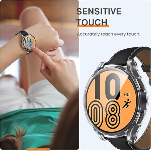 Image of Oiloco Samsung Galaxy Watch 5 2022 /4 2021 Screen Protector Case 44mm Accessories, Protective Face Cover Built-in Tempered Glass Film Bumper Case (44mm, Clear)
