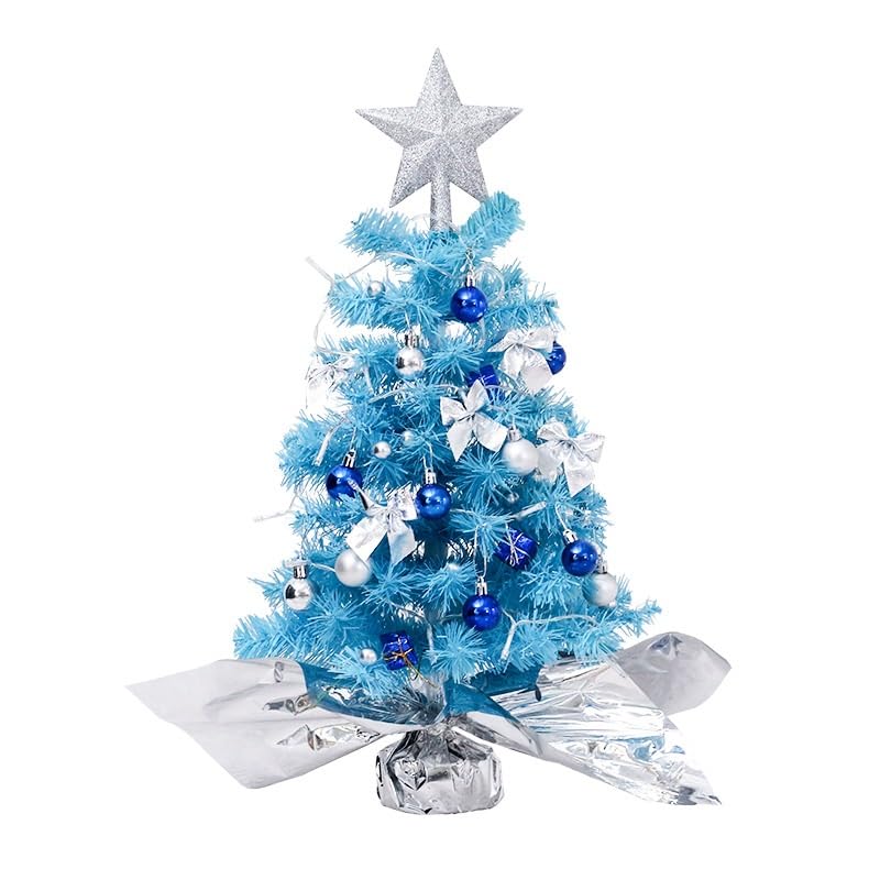Árbol de Navidad con Luces Azules, pequeño árbol de Navidad Artificial de Mesa, decoración navideña for el hogar, la Oficina y la Fiesta. árbol de Navidad(with Light,60cm)