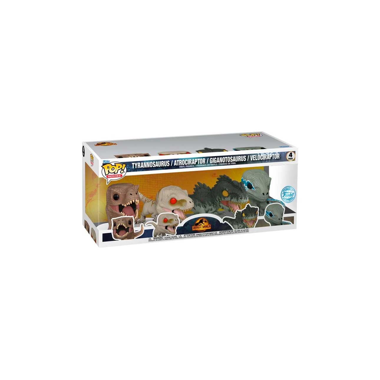 Funko POP! Movies: Jurassic World 3 - Tyrannosaurus 4 Pack - | Offizieller Fanartikel und Merch - Vinyl Sammelfigur als Regal Deko - Geschenkidee zum Geburtstag für Fans und Sammler