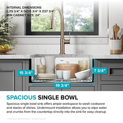 Kraus Pintura 21-Inch Porcelain Enameled Steel Undermount Single Bowl Kitchen Sink In White, Ke1Us21Gwh #TOP5