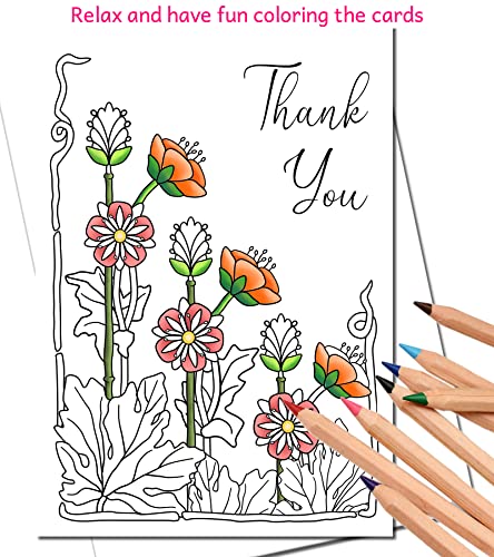 Image of Art Eclect Adult Coloring Thank You Cards - Greeting Cards to Color
