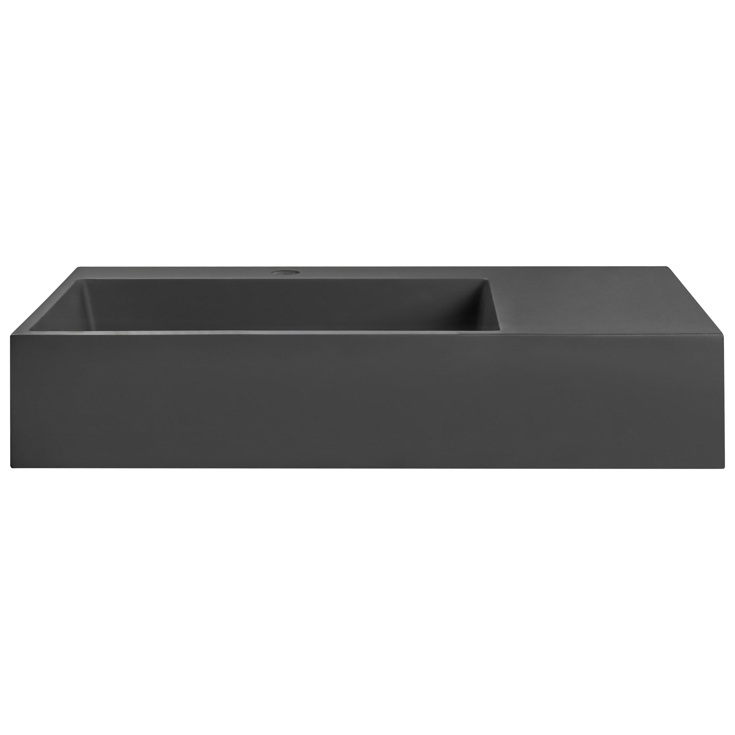 Lavabo suspendido de pared clásico rectangular fundición mineral acabado mate 75 x 43 cm negro Cusco