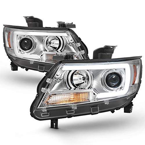 ACANII - For 2015-2022 Chevy Colorado Pickup Truck LED Tube Chrome Projector Headlights Headlamps, Driver & Passenger