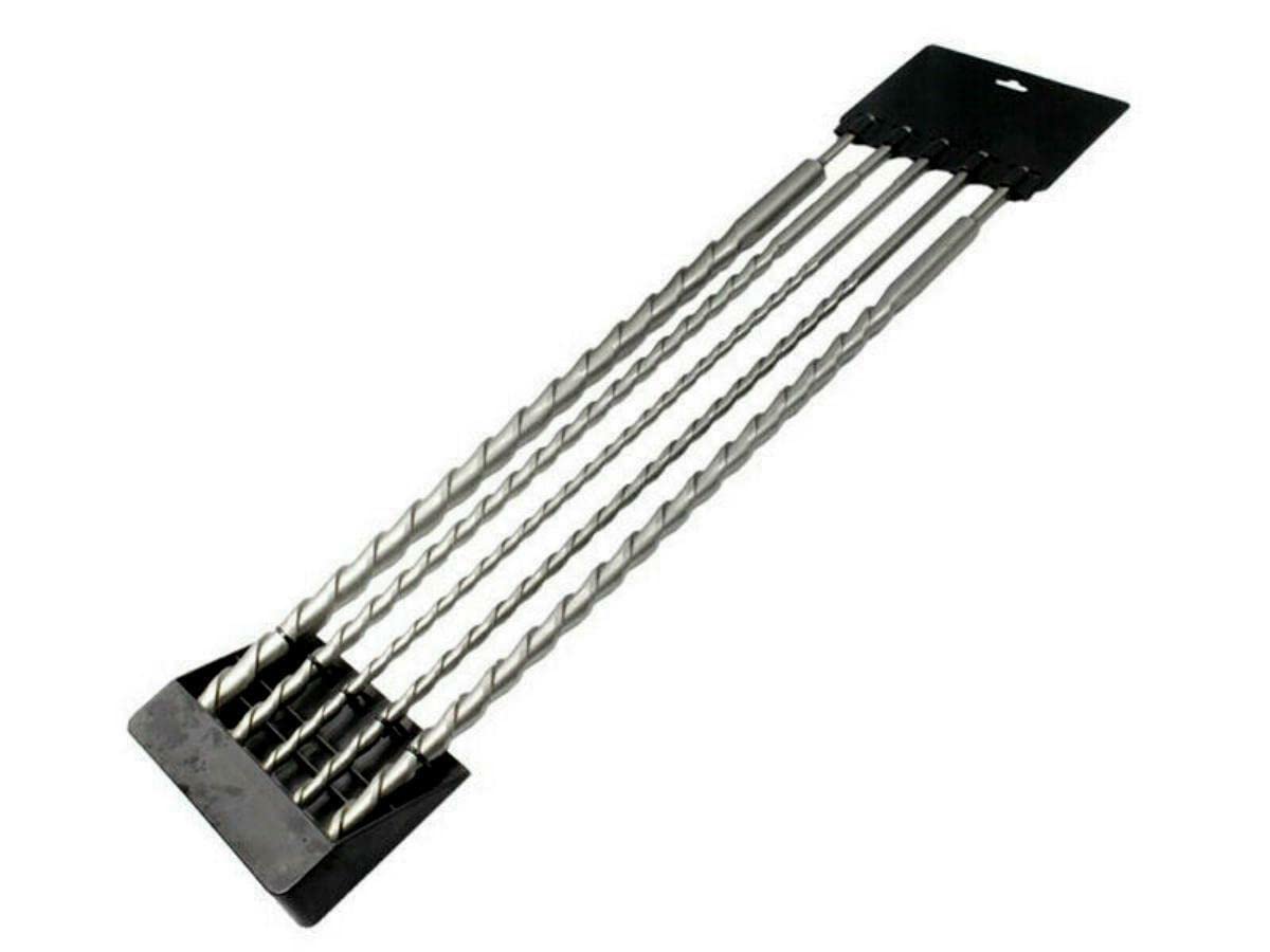 Set da 5 pezzi punte da muro SDS PLUS da 600 mm per trapano tassellatore ø 10, 12, 16, 20, 24 mm ideale per forare cemento, pietra, calcestruzzo