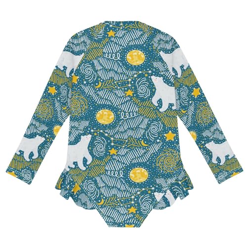 Image of Girls One Piece Swimsuits Long Sleeve Rash Guard Bathing Suit Rash Guard Quick Dry UPF 50+ Swimwear for Kids 3-12