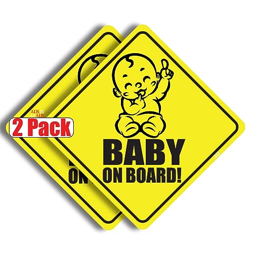 Image of A&L Baby on Board Sticker for Cars - Sticks Anywhere Including Windows - Cute Removable Baby in Car Sign - No Magnets, Suction Cups or Paint Damage (Baby On Board Cutie)