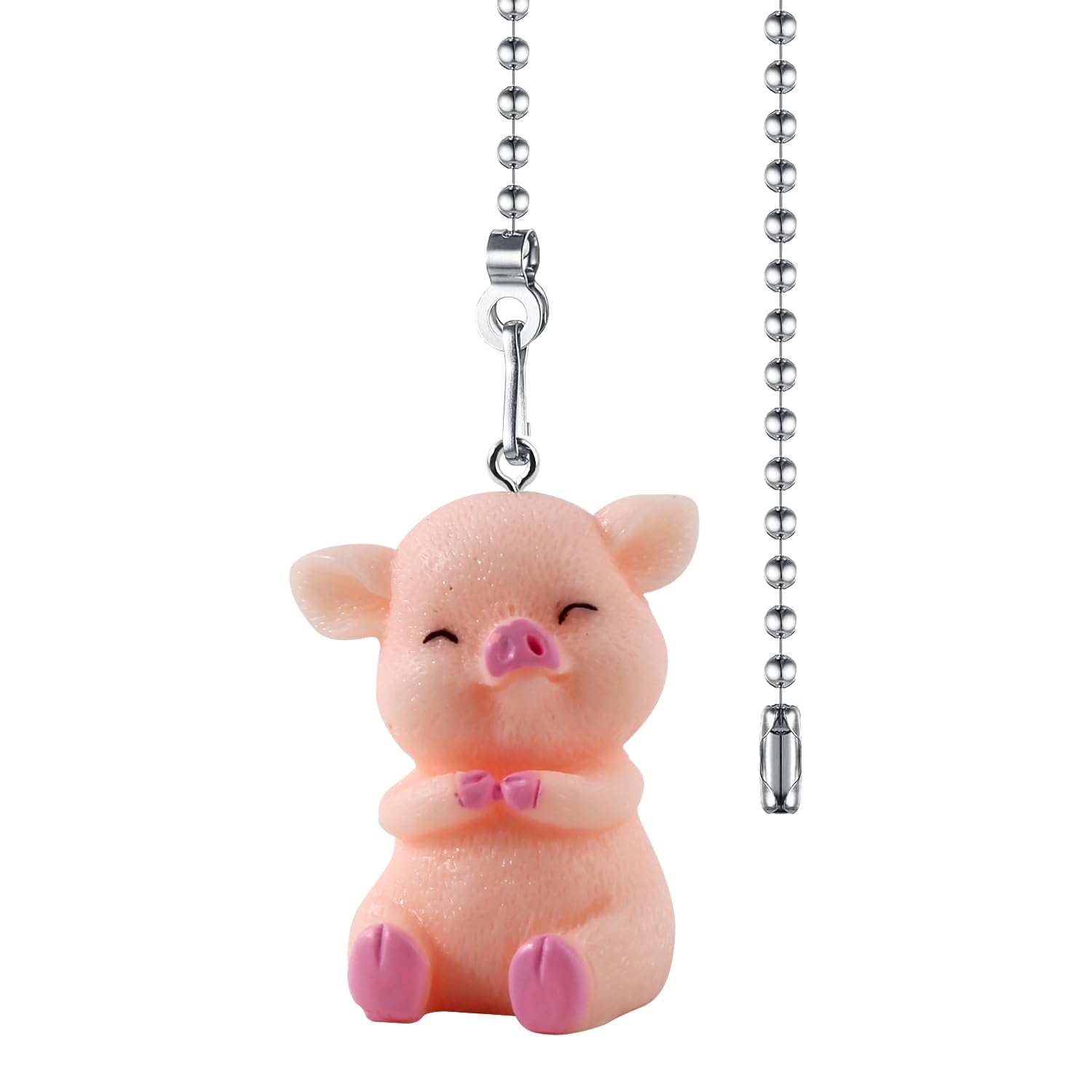 Pig Ceiling Fan Pull Chain,Cute Pink Pig Farm Pulls Charm Extension Decorative,12in 3mm Diameter Beaded Fan Light Pull Chains Extender Ornaments for Kids Room