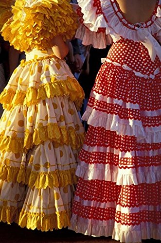 Colorful Flamenco Dresses at Feria de Abril Sevilla Spain Poster Print by John & Lisa Merrill (12 x 17)