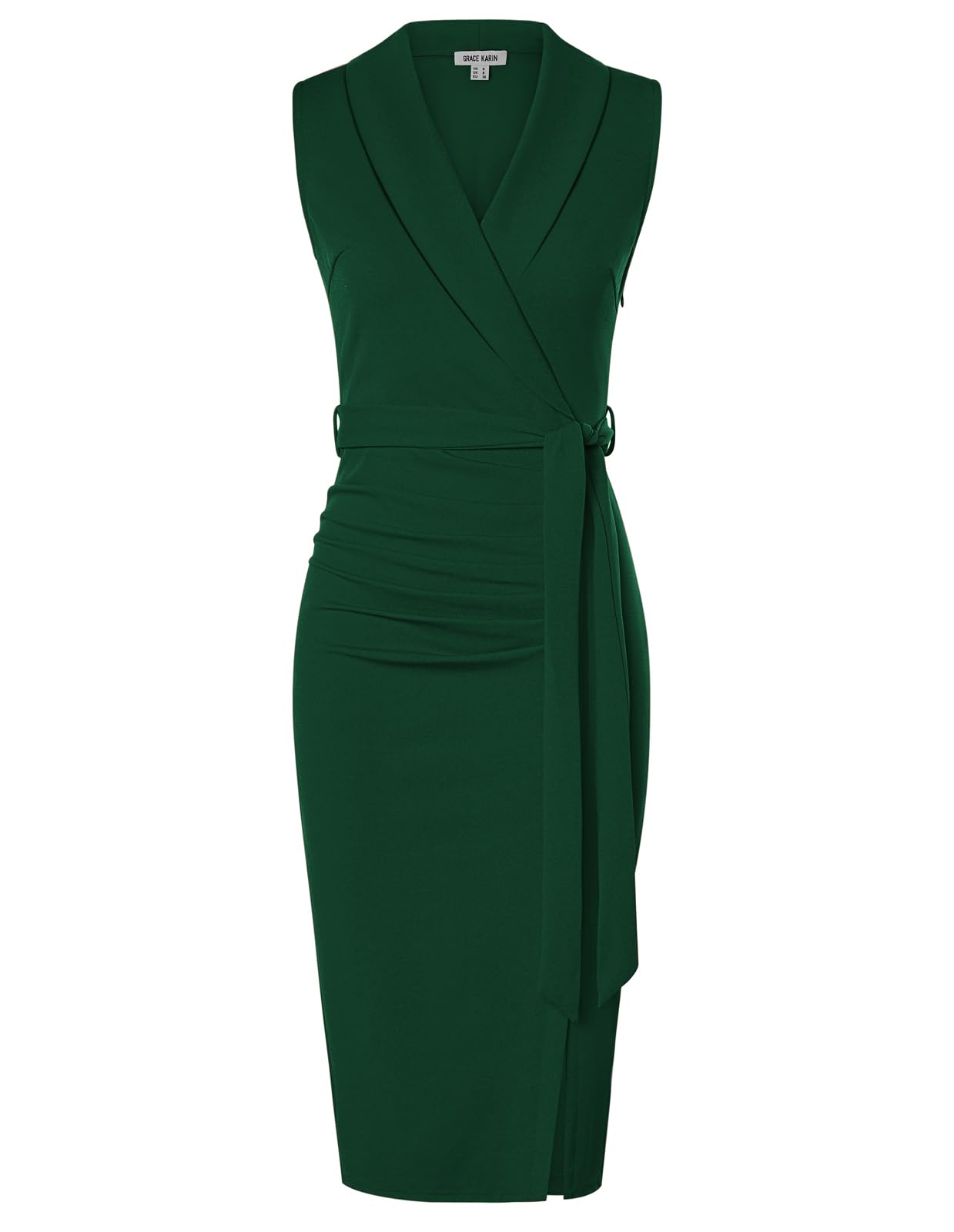 grace karin women39s wear to work sleeveless ruched bodycon office pencil midi dresses with belt