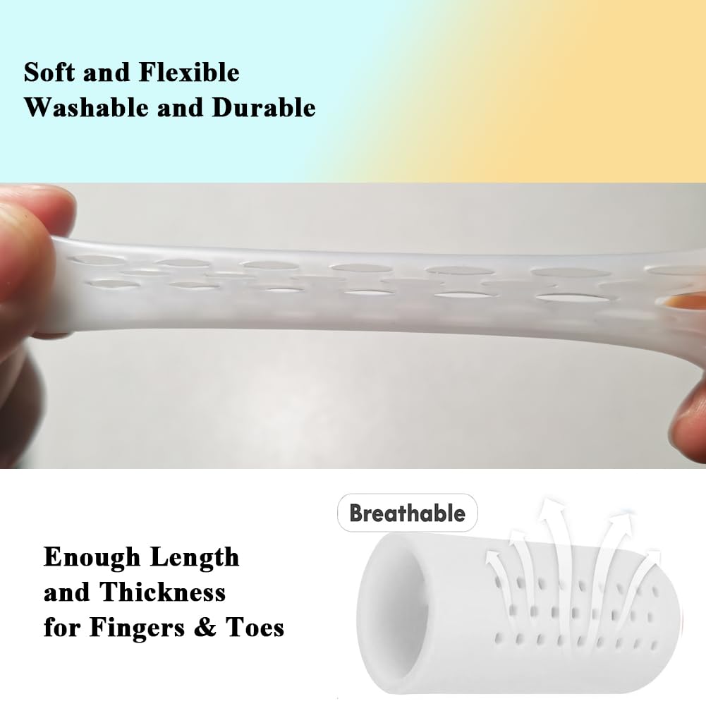 16 protectores de dedos de gel con agujeros, protectores de dedos de silicona blanca, fundas de dedos, protección para eccema, heridas, ampollas, artritis rota, dedo gatillo
