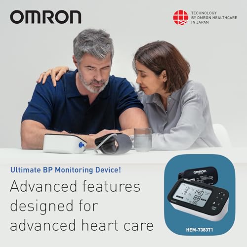 Image of Omron Smart BP Monitor, Clinically Validated with AFib Detection & Bluetooth, Dual Display, Fully Automatic Upper Arm Blood Pressure Monitor with IntelliWrap Cuff (HEM-7383T1)