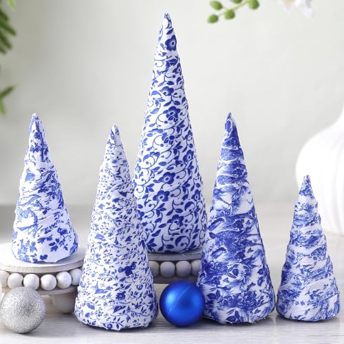 DoubleFill 5 Pcs Chinoiserie Christmas Tree Mini Cone Table Decor