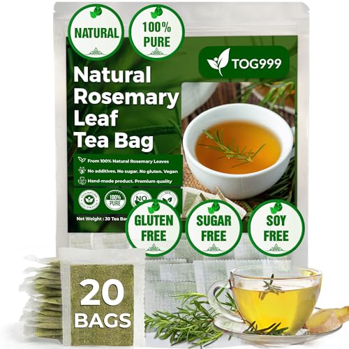 Image of TOG999, 20 Rosemary Tea Bags, 100% Natural & Pure From Leaves. Loose Leaf Herbal Tea. No Sugar, No Caffeine, No Gluten, Vegan.