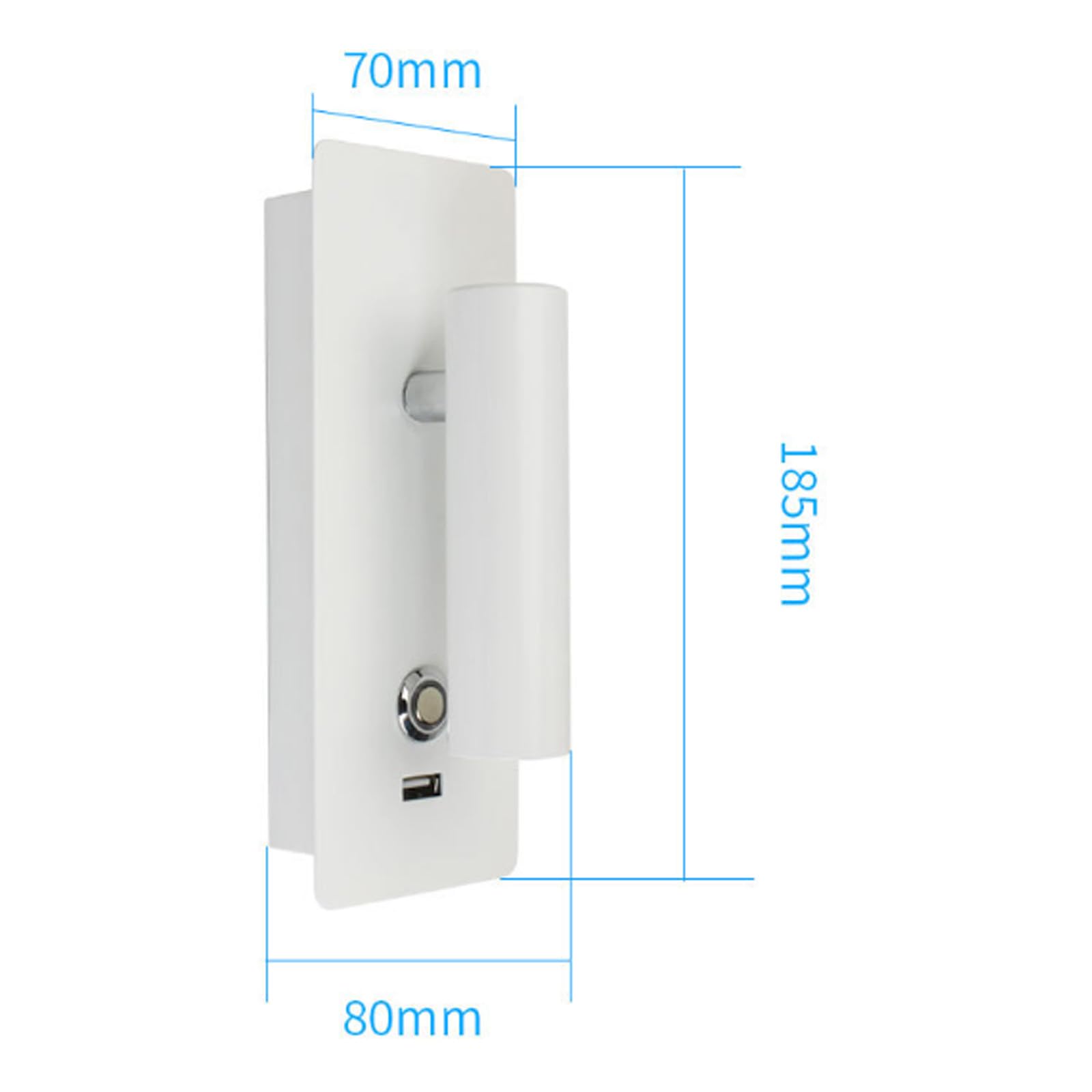 Lampa ścienna LED z portem ładowania USB, reflektor typu gęsia szyja, kinkiet do salonu, korytarza, obrotowy, konstrukcja z żelaza i aluminium