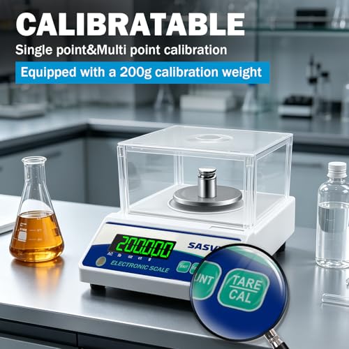 Image of Lab Scale 500g x 0.001g Scientific Scale g /oz /ct /lb High Precision Digital Electronic Analytical Balance for Jewelry Kitchen Laboratory School, Includes 200g Calibration Weight&Battery