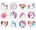 KINPARTY ® - 36 x TATUAJES TEMPORALES de UNICORNIOS para niños y niñas – Para regalos de cumpleaños, fiestas al aire libre, para relleno de piñatas, fiestas de Unicornio