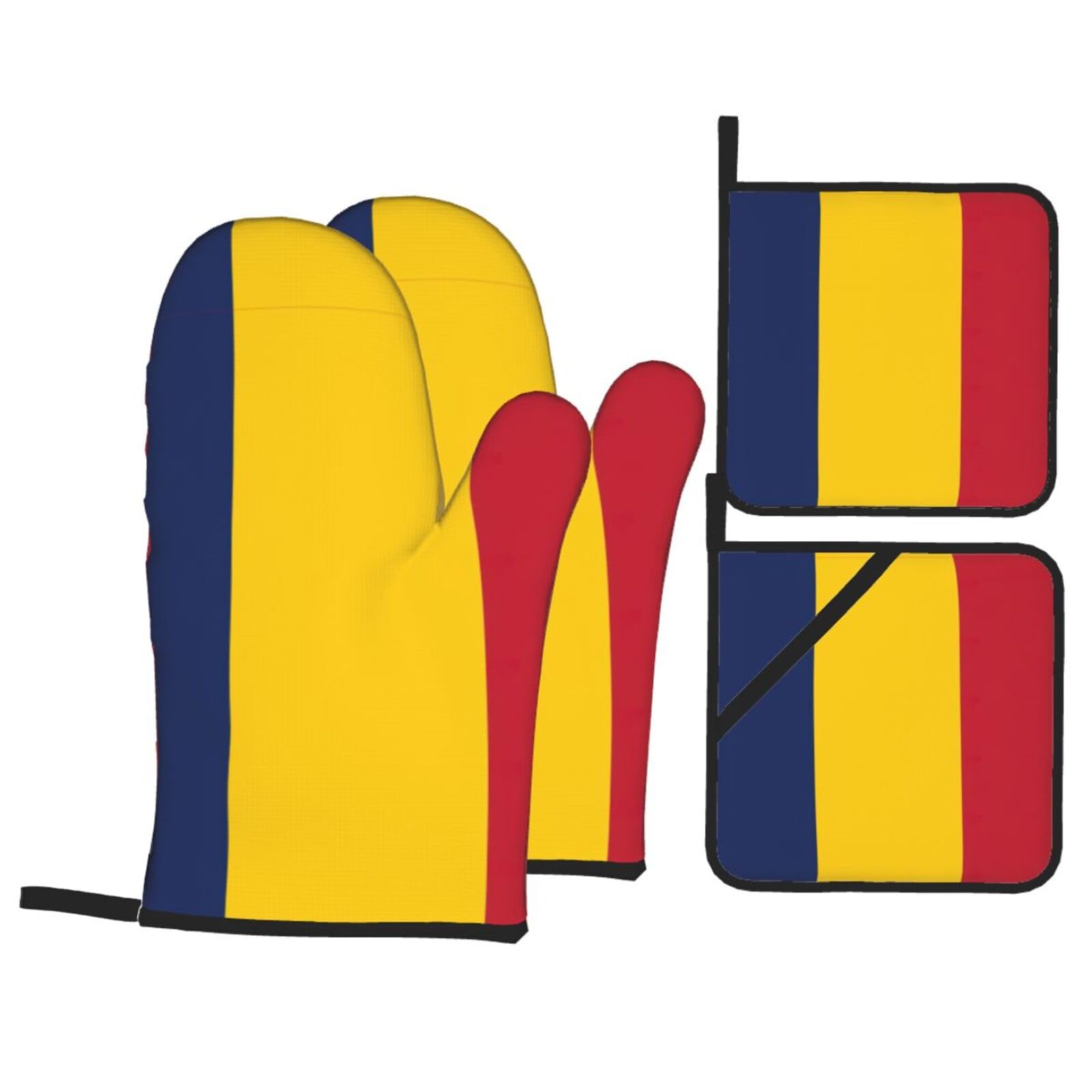 Flag of Chad Print Oven Microwaving Waterproof Kitchen Gloves for Baking Grilling Holiday Cooking