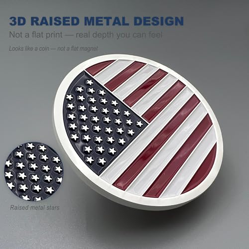 Imán Metálico Redondo con Bandera Americana 3D miniatura 4