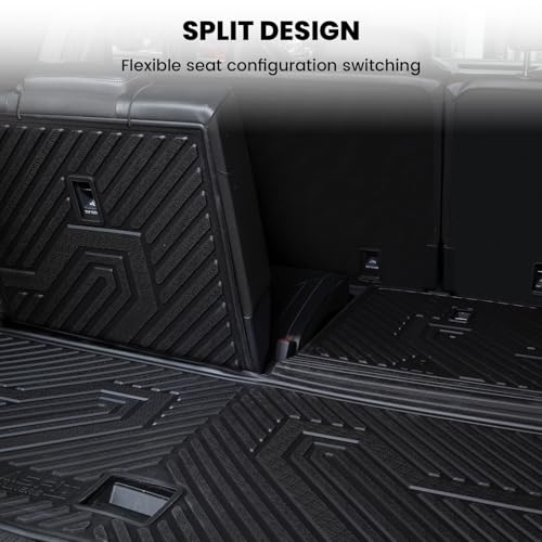 Image of LASFIT Cargo Mat for Volkswagen VW Atlas 2018-2026(Not fit Cross Sport), All Weather TPE Custom Fit Trunk Mat & Seatback Mat for VW Atlas 6&7 Seats Accessories, Black, Easy to Clean