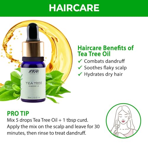 Image of Nykaa Naturals Tea Tree Essential Oil, 10ml| Cold Pressed Essential Oil| Ideal for Skincare & Haircare| For Hair Growth & Scalp Treatment|Combats Dandruff & Prevents Acne