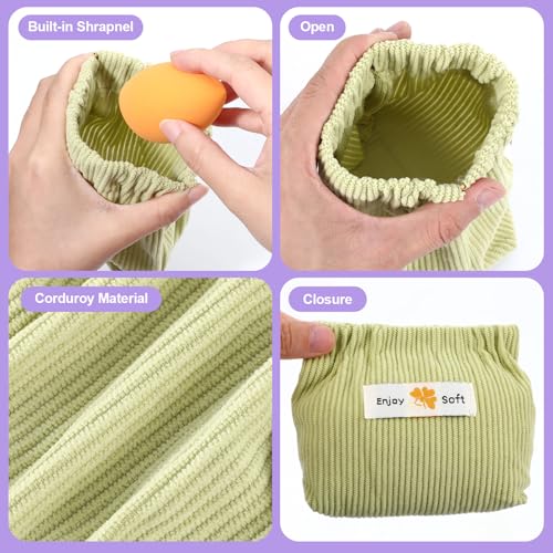 JIEYAO 6Pcs Corduroy Makeup Bags, Elastic Hair Tie Organizer Multicolor Storage Bag Daily Travel Organizer Bag Travel Makeup Pouch Portable Cosmetic Accessories Storage Multipurpose Pouches for Women4