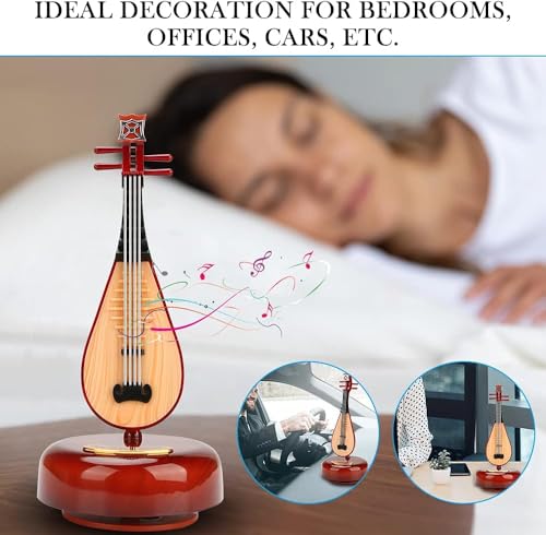 Image of AUGEN Exclusive Music Box Musical 360 rotatable Carousel Children's Wooden Men and Women Birthday Creative Christmas Valentine's Day Gift Home Decoration (Pipa)