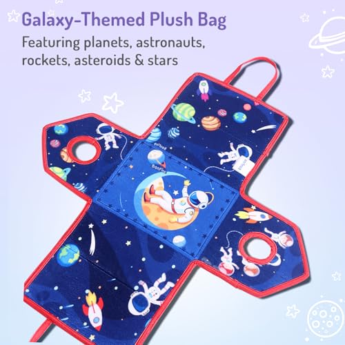 Image of Bonfino Premium My Little House Playset with Bag for Kids,7 Plush Figurines Set,Educational&Montessori Learning Toy for Pretend Play,Birthday Gift for Girls&Boys,BIS Certified (Space)