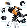 Astronomical Refracting Telescope,MLABINYA 70mm Travel Telescope(15X-150X) Portable Telescope with Multilayer Broadband Coating Adjustable Tripod and Finderscope, Telescope for Adults,Kids,Beginner #1