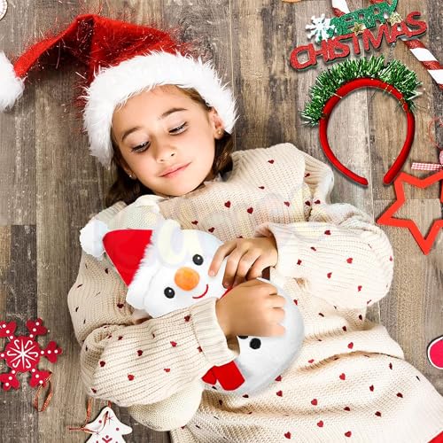 Image of Kidology Kids Plush Toy Pillow, Reversible Bunny, Cute Rabbit Sofa Pillow, Easter Bunny Stuffed Animal Cute Rabbit Plushie Birthday Gift for Boys Girls (Snowman + Headband, Medium), Multicolor