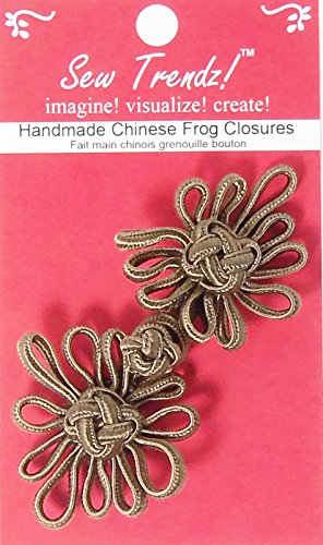 Sew TrendzSew Trendz-Vision Trims Handmade Chinese Frogs Button Closures-Dark Taupe-4"x2"-Angel Flower - 1 Pair/pk
