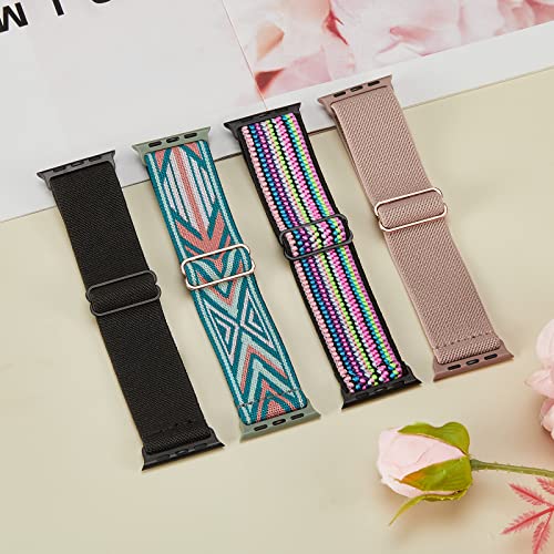 CCnutri 4 Pack Stretchy Nylon Strap Compatible with Apple Watch Straps 38mm 40mm 41mm 42mm(series 11 10) - Image 2