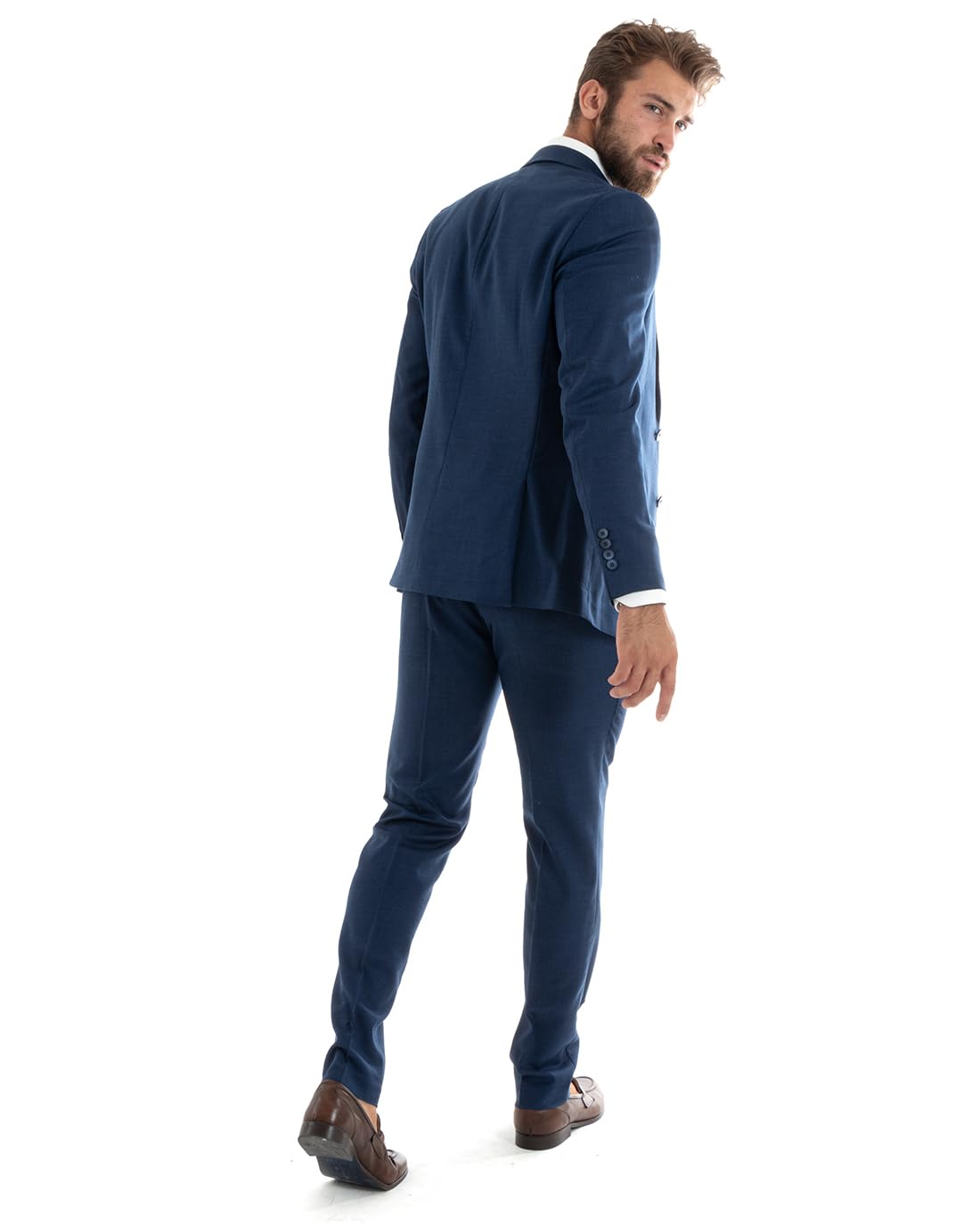 Abito Uomo Outfit Completo Giacca Pantalone Melangiato Cerimonia Elegante Casual