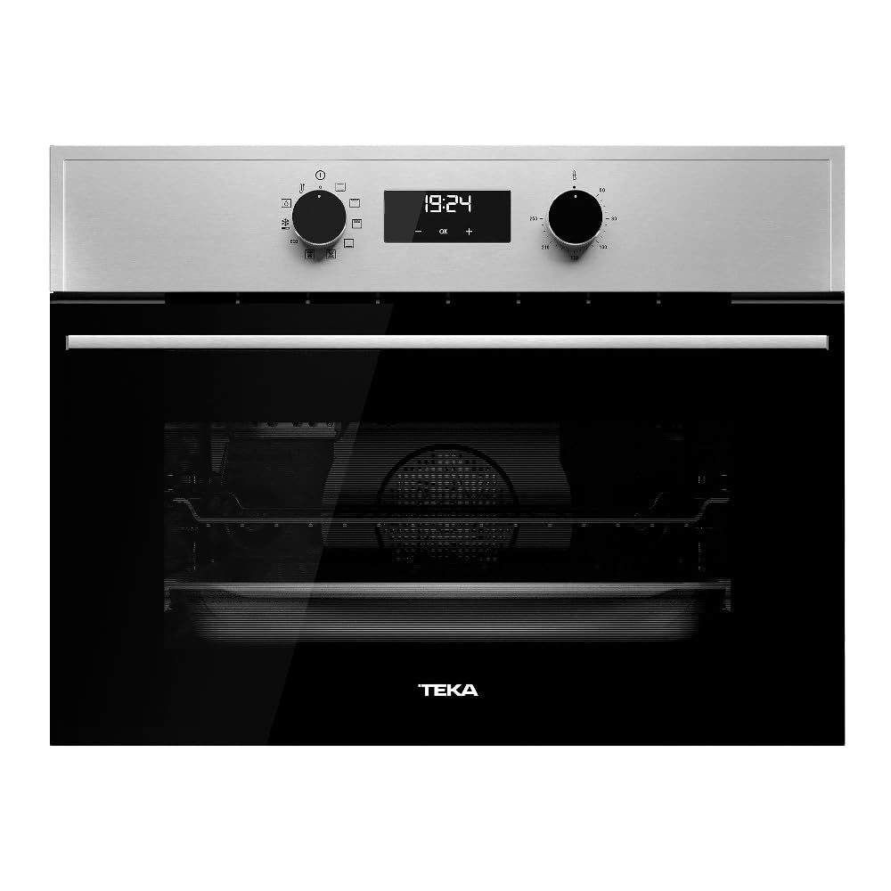 TEKA HSC 635 P S Four compact pyrolytique multifonction de 45 cm, système de nettoyage avec HydroClean PRO, 8 fonctions de cuisson, contrôle tactile, chauffage rapide, couleur acier inoxydable