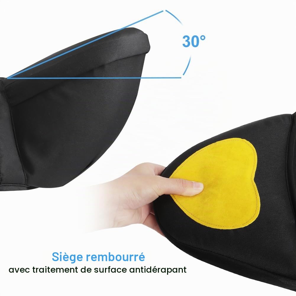 HOTUT Porte Bébé Ventral, Porte-bébé Siège, Ergonomique Tabouret Siège de Hanche, Siège de Hanche Multifonction pour Bébé de 3 à 36 Mois, Taille Réglable, Toutes Saisons-Noir