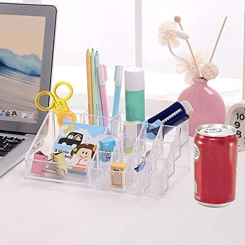 NYALKARAN Acrylic Cosmetic Organizer 16 Compartments for Makeup and Lipstick Storage - Sleek and Space-Saving Design, Cosmetics, Transparent 3