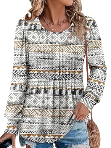 BETTE BOUTIK Long Sleeve Shirts for Women Fall Tops Dressy Blouses Crewneck Tunic Tops for Leggings S-3XL