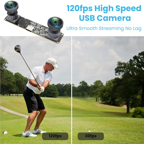 ELP 3D Stereo USB Kamera 120 fps Global Shutter Drucker Kameramodul mit 120 Grad ohne Verzerrung Synchronisierung mit Doppelobjektiv PC Computerkamera Plug and Play für Raspberry Pi Mac LinuxWindows – Bild 3