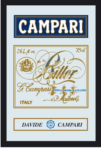 Dimensioni: circa 20 x 30 cm empireposter Campari - Specchio Stampato con Cornice in plastica Effetto Legno, 20 x 30 cm