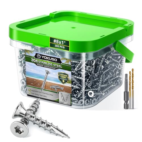 #8 x 1 Stainless Steel Wood Screws - 304 Stainless Steel Exterior...