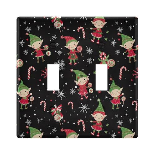 UMIRIKO Christmas Elf Snowflake Light Switch Cover Plate Covers Decorative Double Toggle Home Decor 202b7097