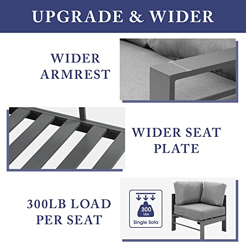 Wisteria Lane Aluminum Outdoor Patio Furniture Set, Metal Outside Patio Furniture Conversation Sets With Dining Table&2 Ottomans, Sectional Sofa Couch Seating Set With Cushion For Backyard #TOP3